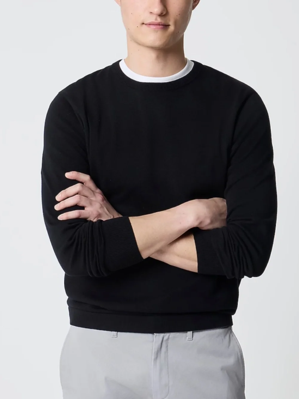J.Crew Factory Men's Black Cotton Crewneck Sweater-Tee Size Small